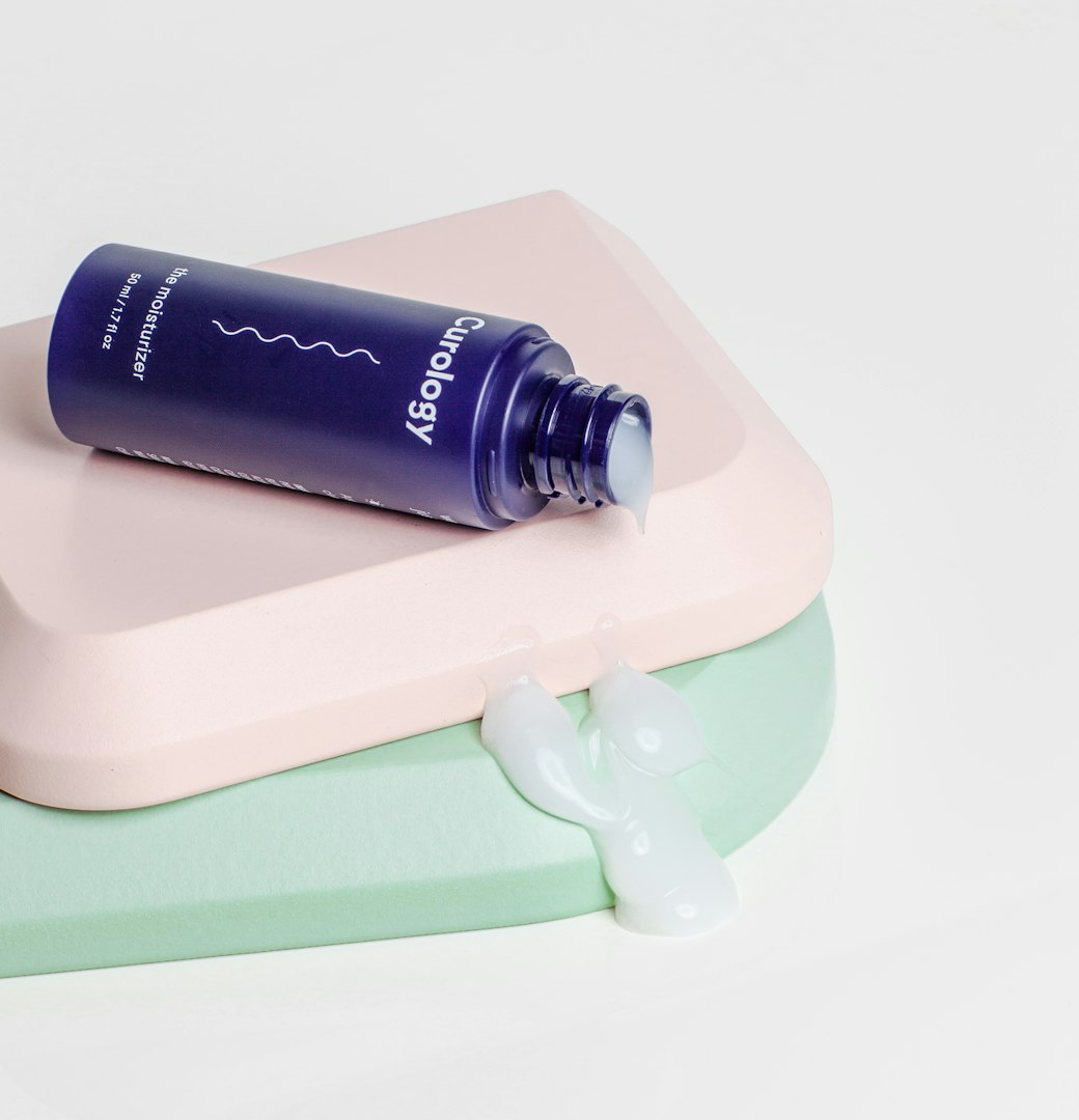 Skincare on pastel blocks